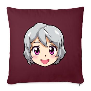 Emoji Visage Anime Heureux Mignon - Chemise Anime - Housse de coussin décorative 45 x 45 cm - bordeaux - Devant