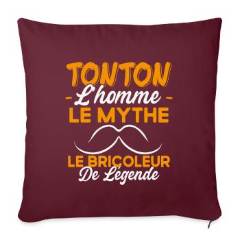 Tonton Le Bricoleur Cadeau Bricolage Humour - Housse de coussin décorative 45 x 45 cm - bordeaux - Devant