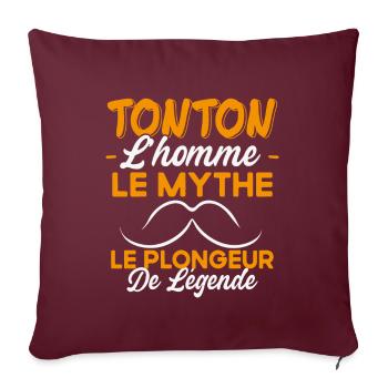Tonton Plongeur De Légende Cadeau Plongée Humour - Housse de coussin décorative 45 x 45 cm - bordeaux - Devant