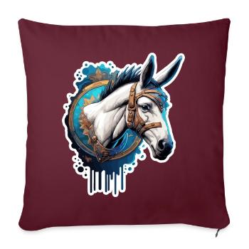 Âne / Animal / Animal gris / Crinière / iah / Lasstier - Housse de coussin décorative 45 x 45 cm - bordeaux - Devant