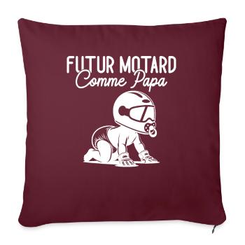 Futur Motard Comme Papa Cadeau Humour Moto - Housse de coussin décorative 45 x 45 cm - bordeaux - Devant