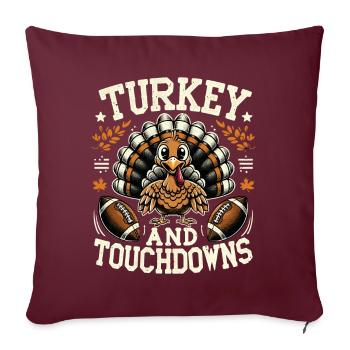 Dinde Thanksgiving Humour Football Américain - Housse de coussin décorative 45 x 45 cm - bordeaux - Devant