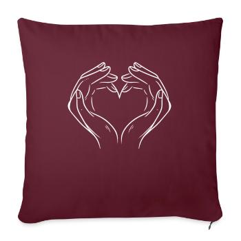Main En Forme De Coeur Cadeau Couple St Valentin - Housse de coussin décorative 45 x 45 cm - bordeaux - Devant