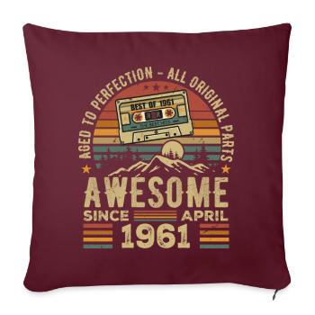Avril 1961 Vintage Anniversaire Rétro Cadeau - Housse de coussin décorative 45 x 45 cm - bordeaux - Devant