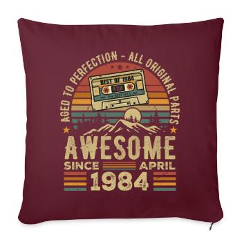 Avril 1984 Vintage Anniversaire Rétro Cadeau - Housse de coussin décorative 45 x 45 cm - bordeaux - Devant