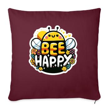 Bee Happy Biene - Sofakissenbezug 45 x 45 cm - Burgunderrot - Vorne