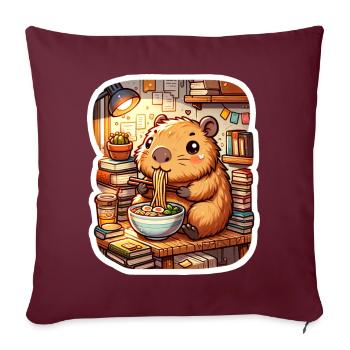 Capybara Ramen Bücher Lese Kawaii Anime - Sofakissenbezug 45 x 45 cm - Burgunderrot - Vorne