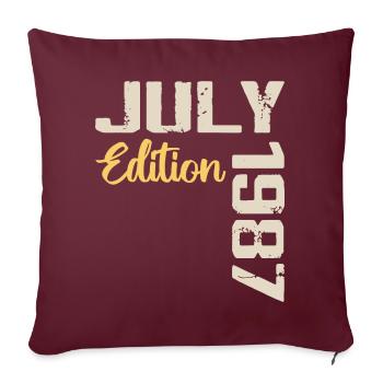 Juillet 1987 Chemise D’anniversaire Juillet 1987 - Housse de coussin décorative 45 x 45 cm - bordeaux - Devant