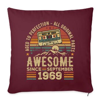 Anniversaire Septembre 1969 Vintage Septembre 1969 - Housse de coussin décorative 45 x 45 cm - bordeaux - Devant