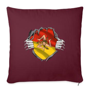 Drapeau de la Sicile Italie Palerme Trinacria Italia - Housse de coussin décorative 45 x 45 cm - bordeaux - Devant