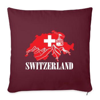 Schweiz Karte Schweizer Flagge - Sofakissenbezug 45 x 45 cm - Burgunderrot - Vorne