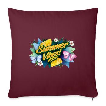 Papillons Fleurs Vacances d’été - Housse de coussin décorative 45 x 45 cm - bordeaux - Devant