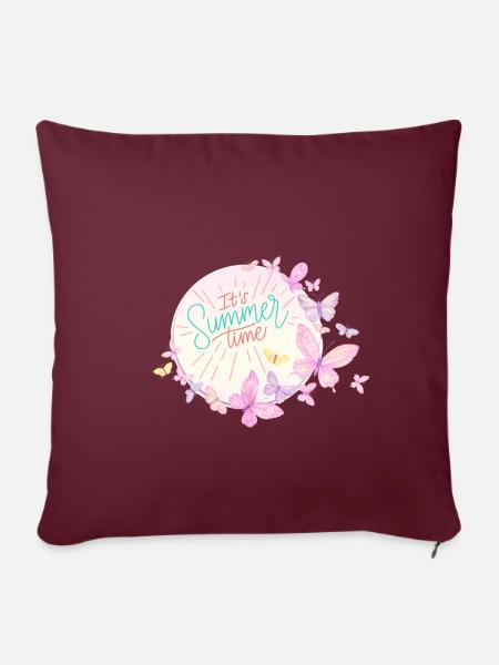 Schmetterlinge Blumen Sommer Urlaubszeit - Sofakissenbezug 45 x 45 cm - Burgunderrot
