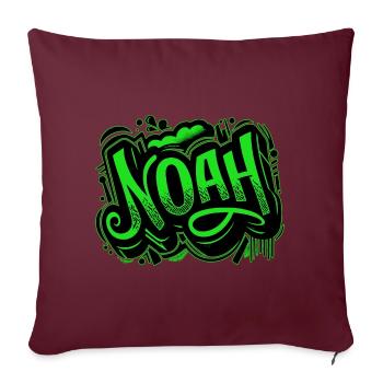 Noah Name Graffiti grün - Sofakissenbezug 45 x 45 cm - Burgunderrot - Vorne