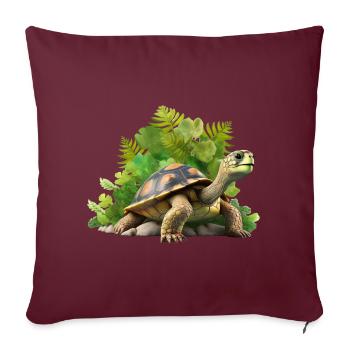 Tortue aux feuilles tropicales Tortues - Housse de coussin décorative 45 x 45 cm - bordeaux - Devant