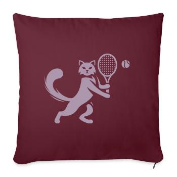 Chat Joueur de Tennis Club Silhouette - Housse de coussin décorative 45 x 45 cm - bordeaux - Devant