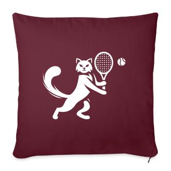 Chat Joueur de Tennis Club Silhouette - Housse de coussin décorative 45 x 45 cm - bordeaux - Devant