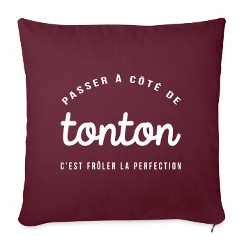 homme humour, humour, cadeau humoristique, tonton - Housse de coussin décorative 45 x 45 cm - bordeaux - Devant