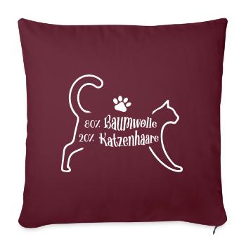 80% coton 20% poils de chat - Housse de coussin décorative 45 x 45 cm - bordeaux - Devant