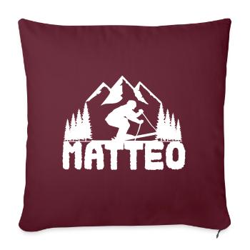 Ski Skifahrer Vorname Matteo Name Skier - Sofakissenbezug 45 x 45 cm - Burgunderrot - Vorne