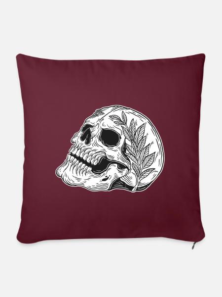 Schädel Skull Horror Skelett Halloween Metall - Sofakissenbezug 45 x 45 cm - Burgunderrot