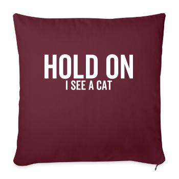 Tiens Je vois un chat - Housse de coussin décorative 45 x 45 cm - bordeaux - Devant