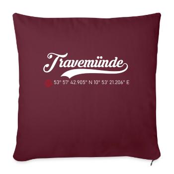 Travemünde Koordinaten - Sofakissenbezug 45 x 45 cm - Burgunderrot - Vorne