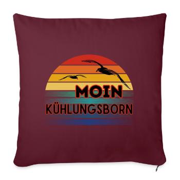 Moin Kühlungsborn avec une mouette dans un style rétro - Housse de coussin décorative 45 x 45 cm - bordeaux - Devant