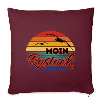 Moin Rostock with Seagull in Retro Style - Sofa pillowcase 17,3'' x 17,3'' (45 x 45 cm) - burgundy - Front