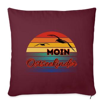 Bonjour les enfants de la mer Baltique avec une mouette dans un style rétro - Housse de coussin décorative 45 x 45 cm - bordeaux - Devant