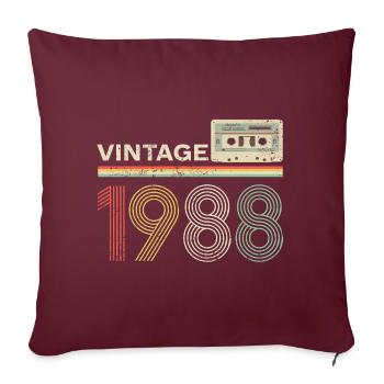 Cassette vintage 1988 - Housse de coussin décorative 45 x 45 cm - bordeaux - Devant