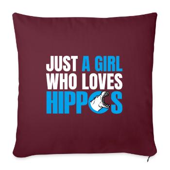JUSTE UNE FILLE QUI AIME LES HIPPOPOTAMES - Housse de coussin décorative 45 x 45 cm - bordeaux - Devant