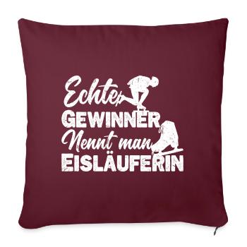 Eisläuferin Eislaufen Eiskunstläuferin Spruch - Sofakissenbezug 45 x 45 cm - Burgunderrot - Vorne