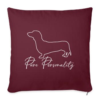 Teckel personnalité pure - J’aime le teckel - Housse de coussin décorative 45 x 45 cm - bordeaux - Devant