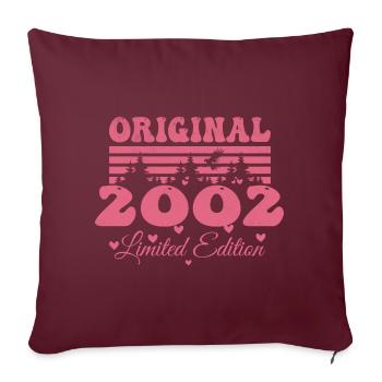 Cadeau 22e Anniversaire 2002 Femme | Né en 2002 - Housse de coussin décorative 45 x 45 cm - bordeaux - Devant