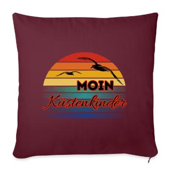 Bonjour les enfants côtiers avec la mouette dans le style rétro - Housse de coussin décorative 45 x 45 cm - bordeaux - Devant