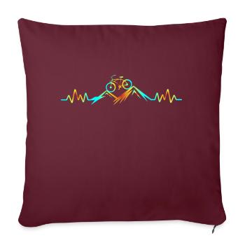 Montagne - Battement de cœur - VTT - Housse de coussin décorative 45 x 45 cm - bordeaux - Devant