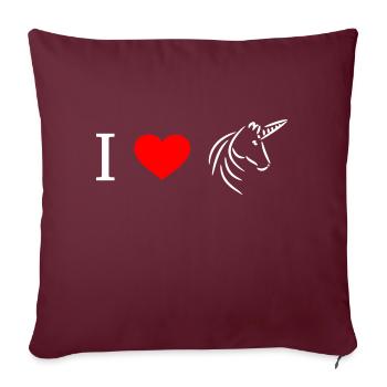 J'aime les licornes - j'aime les licornes - Housse de coussin décorative 45 x 45 cm - bordeaux - Devant
