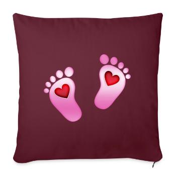 Baby Pieds coeur bébé empreinte maman fille rose pieds - Housse de coussin décorative 45 x 45 cm - bordeaux - Devant
