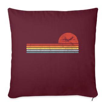 Rétro rétro avion plan spotter avion - Housse de coussin décorative 45 x 45 cm - bordeaux - Devant