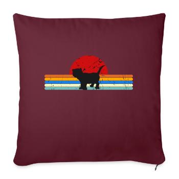 Cat Vintage Retro Sonnenuntergang - Sofakissenbezug 45 x 45 cm - Burgunderrot - Vorne