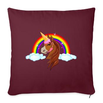 Pony mit Eis - Eishorn Einhorn Regenbogen Märchen - Sofakissenbezug 45 x 45 cm - Burgunderrot - Vorne