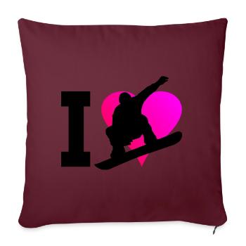 Snowboarders snowboard sports d'hiver hommes - Housse de coussin décorative 45 x 45 cm - bordeaux - Devant