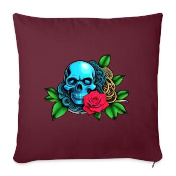Skulls 'n' Roses - Crâne Bleu - Housse de coussin décorative 45 x 45 cm - bordeaux - Devant