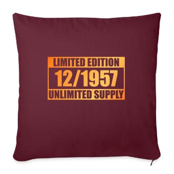 66e anniversaire édition limitée - ꝏ approvisionnement 12/1957 - Housse de coussin décorative 45 x 45 cm - bordeaux - Devant