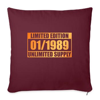 35. Geburtstag Limited Edition - ꝏ Supply 01/1989 - Sofakissenbezug 45 x 45 cm - Burgunderrot - Vorne
