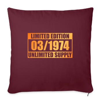 50. Geburtstag Limited Edition - ꝏ Supply 03/1974 - Sofakissenbezug 45 x 45 cm - Burgunderrot - Vorne