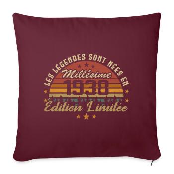 Millésime 1938 Cadeau 86e Anniversaire 86 ans - Housse de coussin décorative 45 x 45 cm - bordeaux - Devant