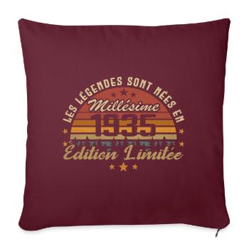 Millésime 1935 Cadeau 89e Anniversaire 89 ans - Housse de coussin décorative 45 x 45 cm - bordeaux - Devant