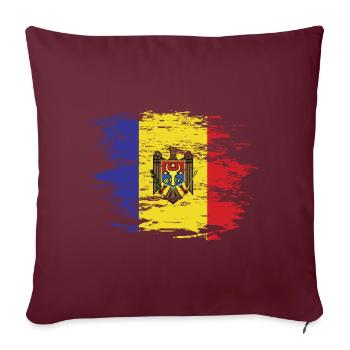 Drapeau de Moldavie utilisé - Housse de coussin décorative 45 x 45 cm - bordeaux - Devant